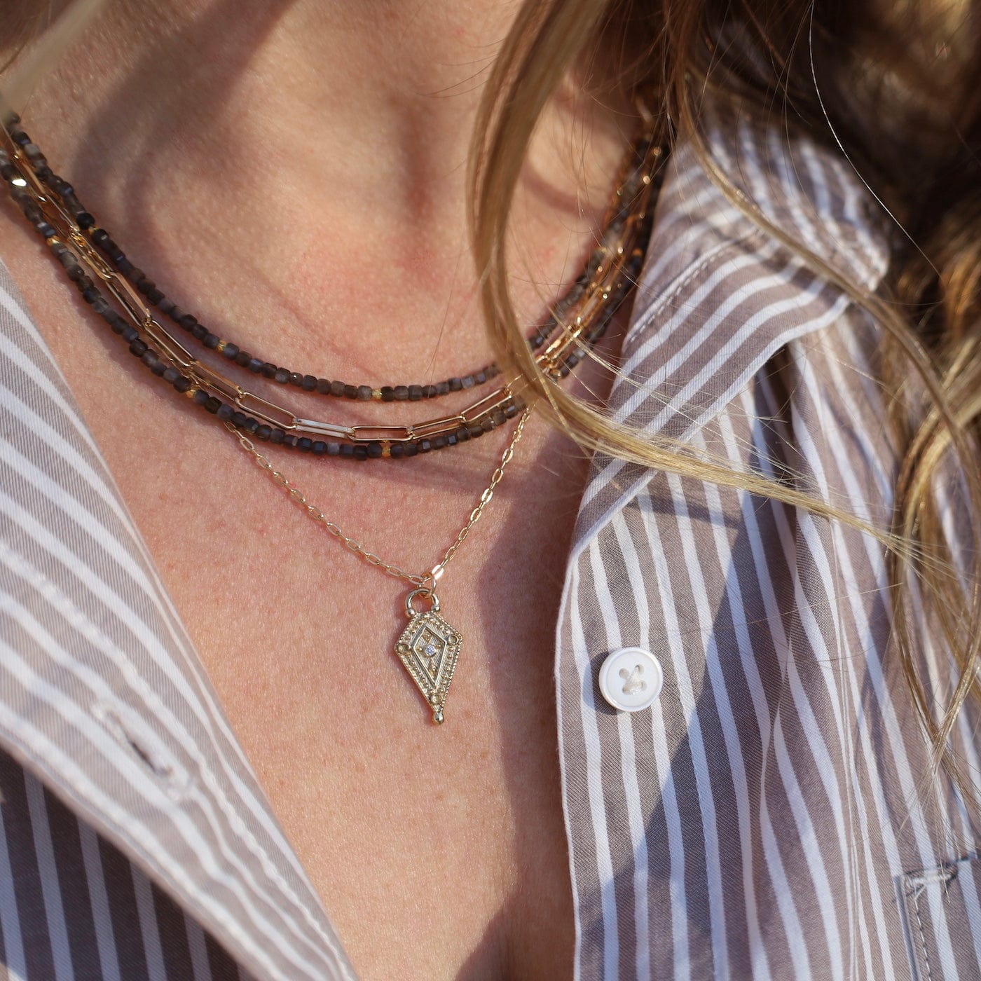 NKL-GF Solara Necklace with Grey Cat's Eye