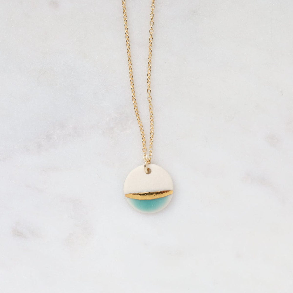 NKL-GF Sriped Gold Dipped Circle Necklace