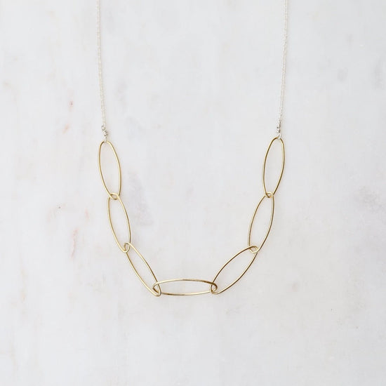 NKL-GF Sterling Silver with Gold Filled Marquise Link Necklace