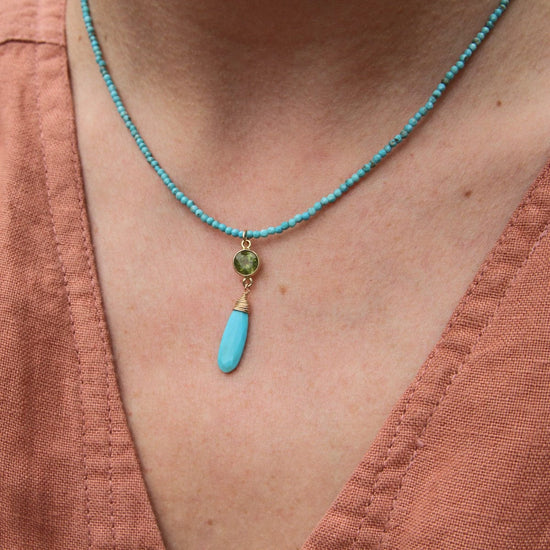 Load image into Gallery viewer, NKL-GF Strung Turquoise with Sleeping Beauty Turquoise Necklace
