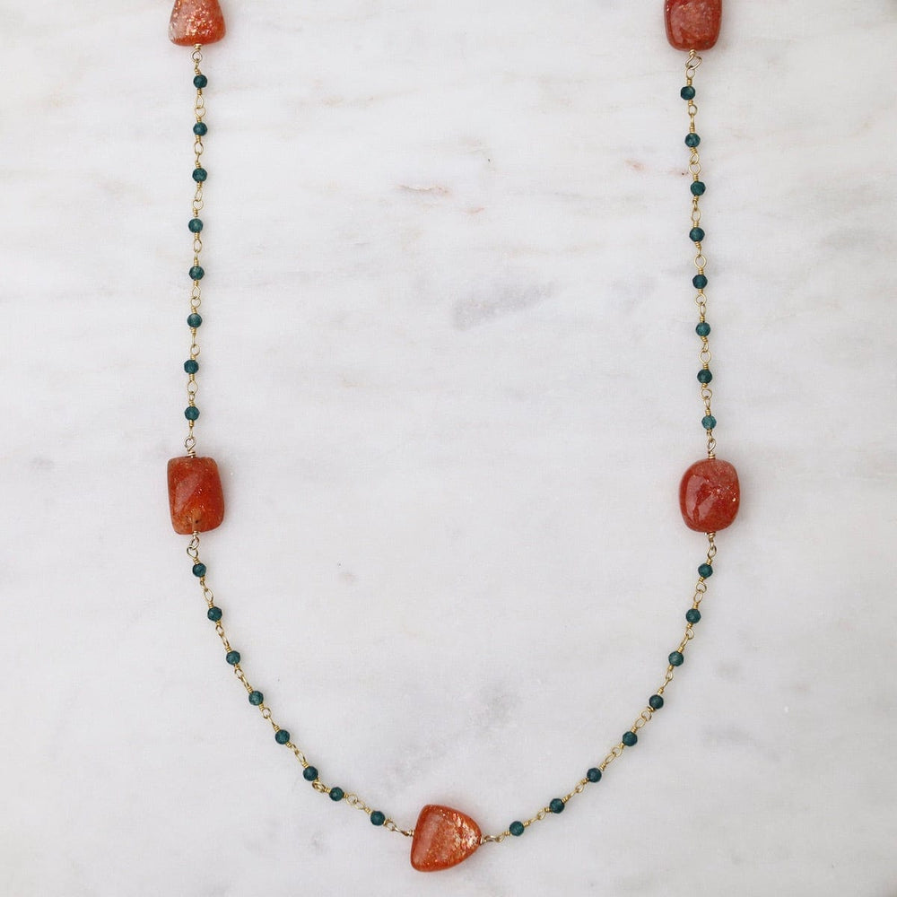 
                  
                    NKL-GF 42” Sunstone, Blue Quartz Gold Necklace
                  
                