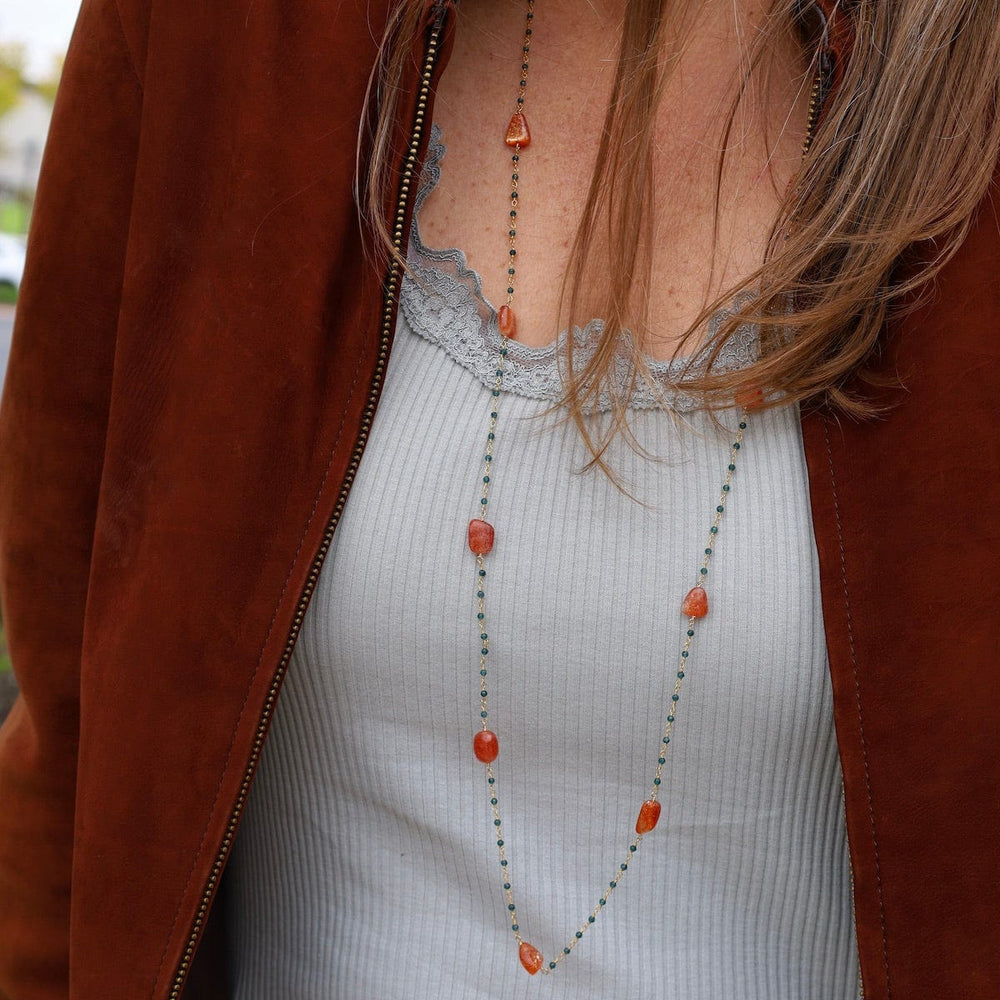 
                  
                    NKL-GF Sunstone & Blue Quartz Long Necklace
                  
                