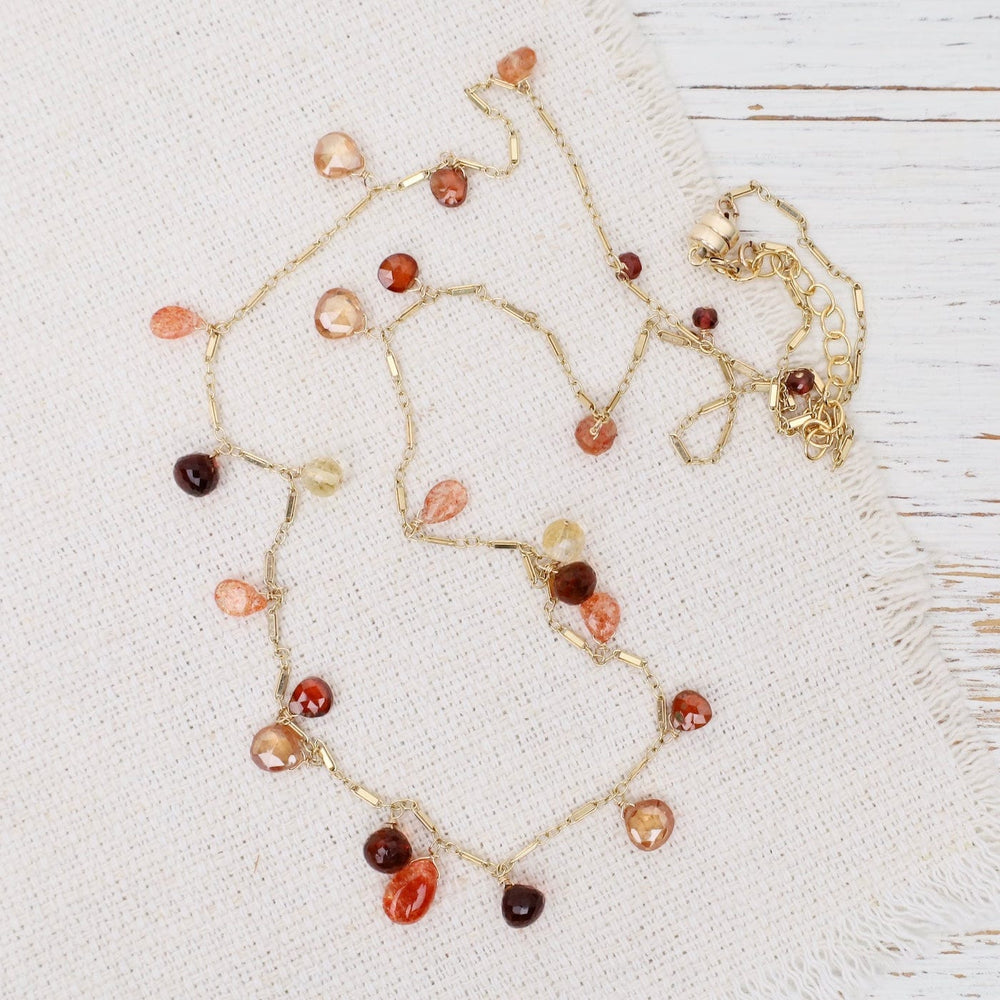 
                  
                    NKL-GF Sunstone, garnet, citrine, zircon, gold fill chain
                  
                