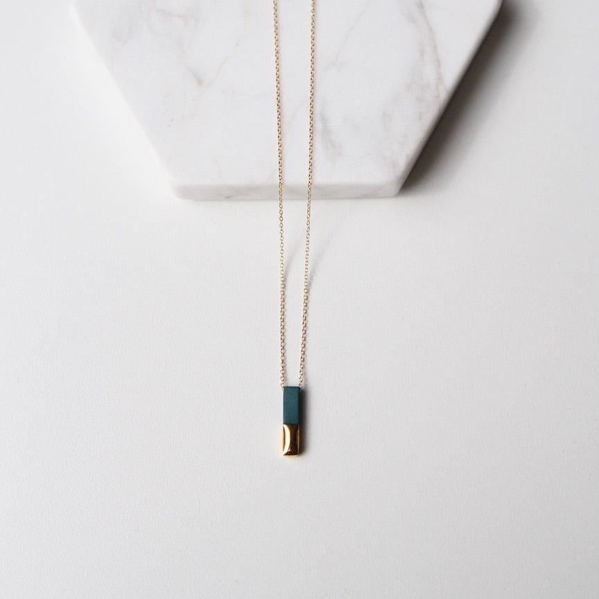 NKL-GF Teal Gold Dipped Bar Necklace