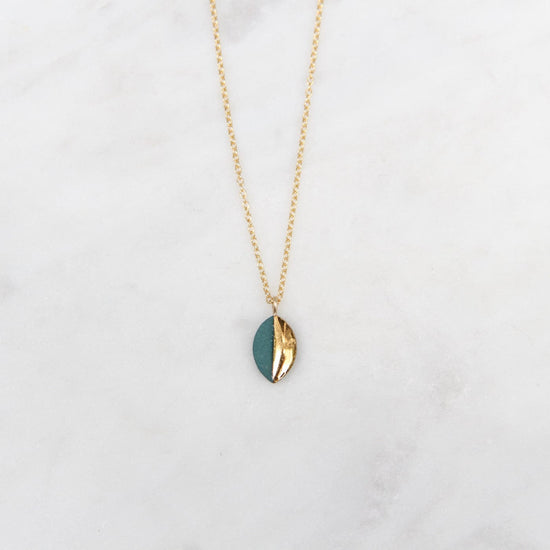 Load image into Gallery viewer, NKL-GF Teal Gold Dipped Mini Marquise Necklace
