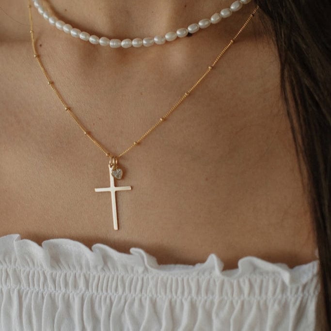 NKL-GF Theresa Charm Religious Cross Necklace