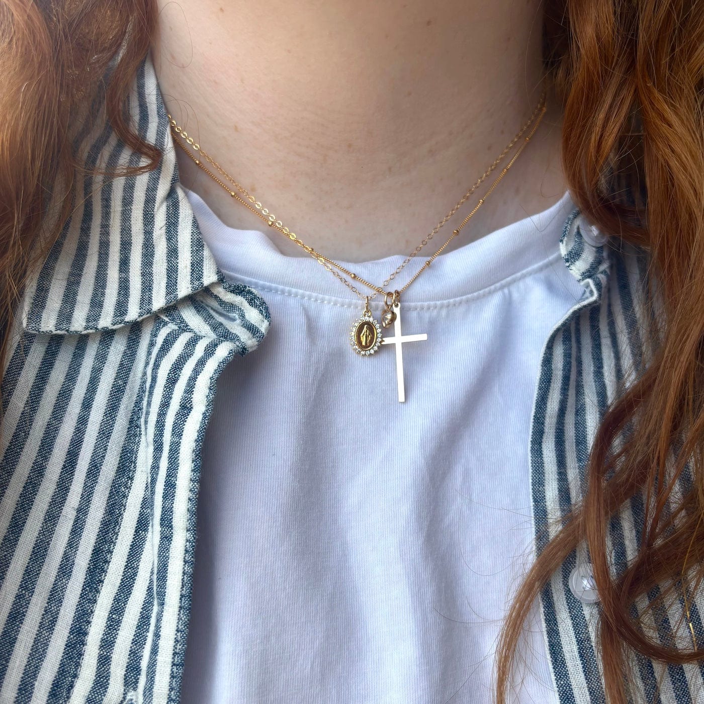 NKL-GF Theresa Charm Religious Cross Necklace