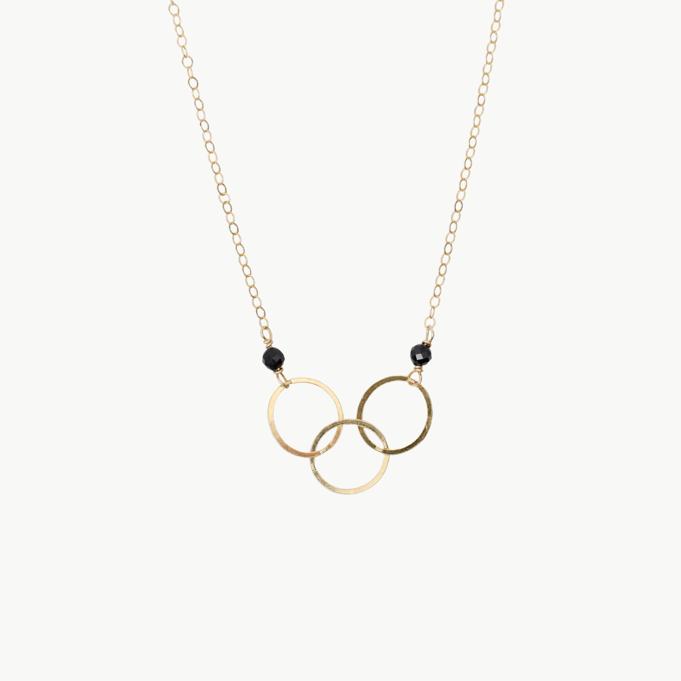 NKL-GF Three Circle Link Black Spinel Necklace