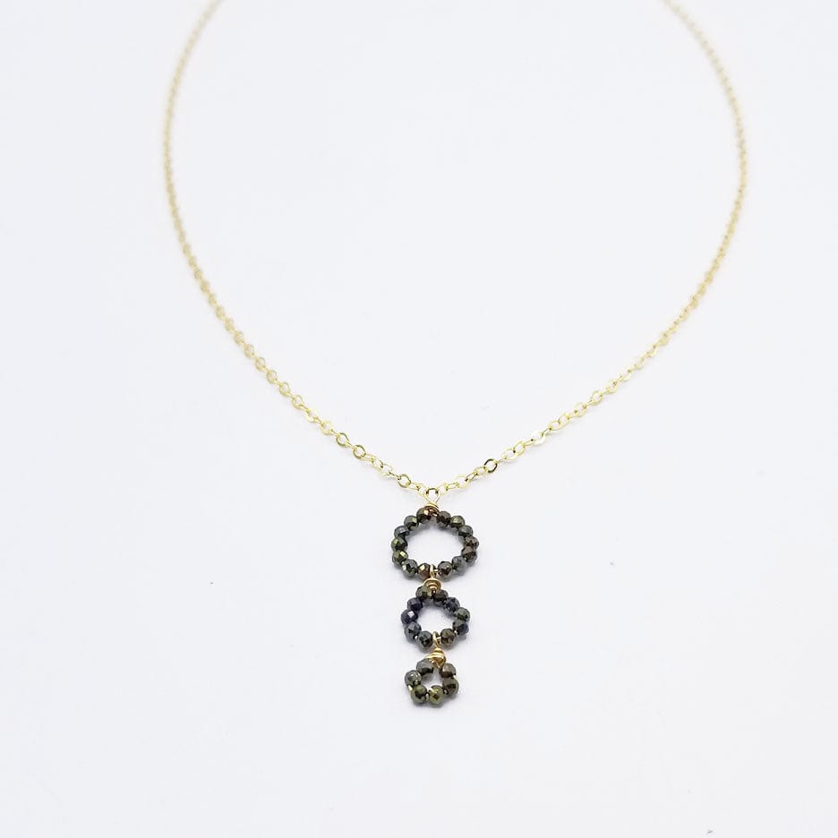 NKL-GF Three Pyrite Circles Drop Necklace