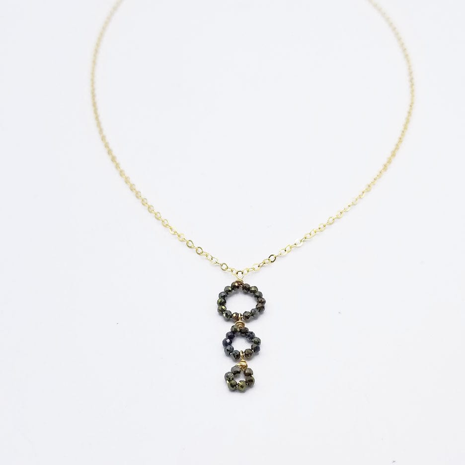 Load image into Gallery viewer, NKL-GF Three Pyrite Circles Drop Necklace
