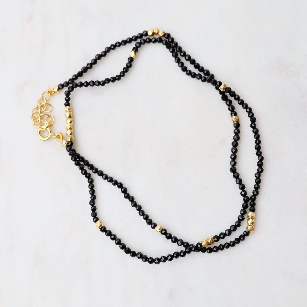 
                      
                        NKL-GF Tiny Black Spinel & Gold Nugget Beaded Necklace
                      
                    