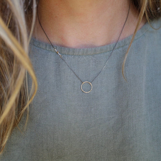 NKL-GF Tiny Circle with Moonstone Accent Necklace