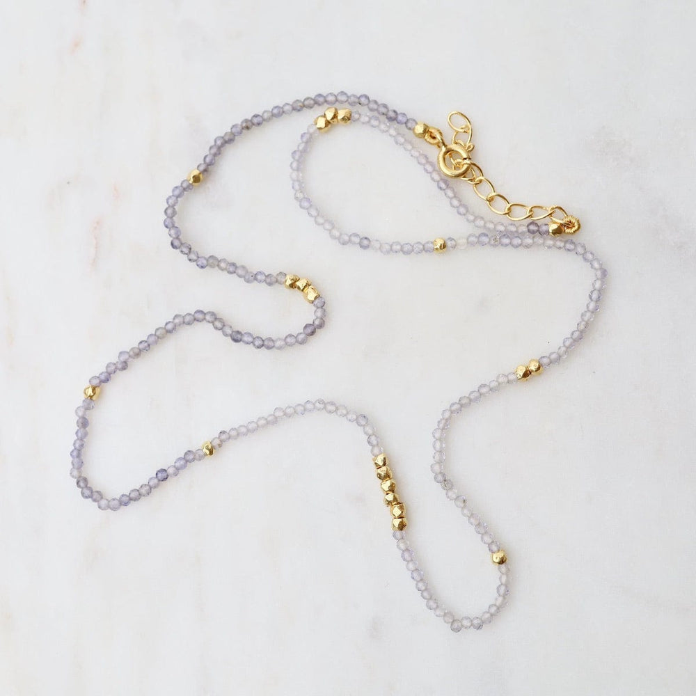 
                      
                        NKL-GF Tiny Iolite & Gold Nugget Beaded Necklace
                      
                    