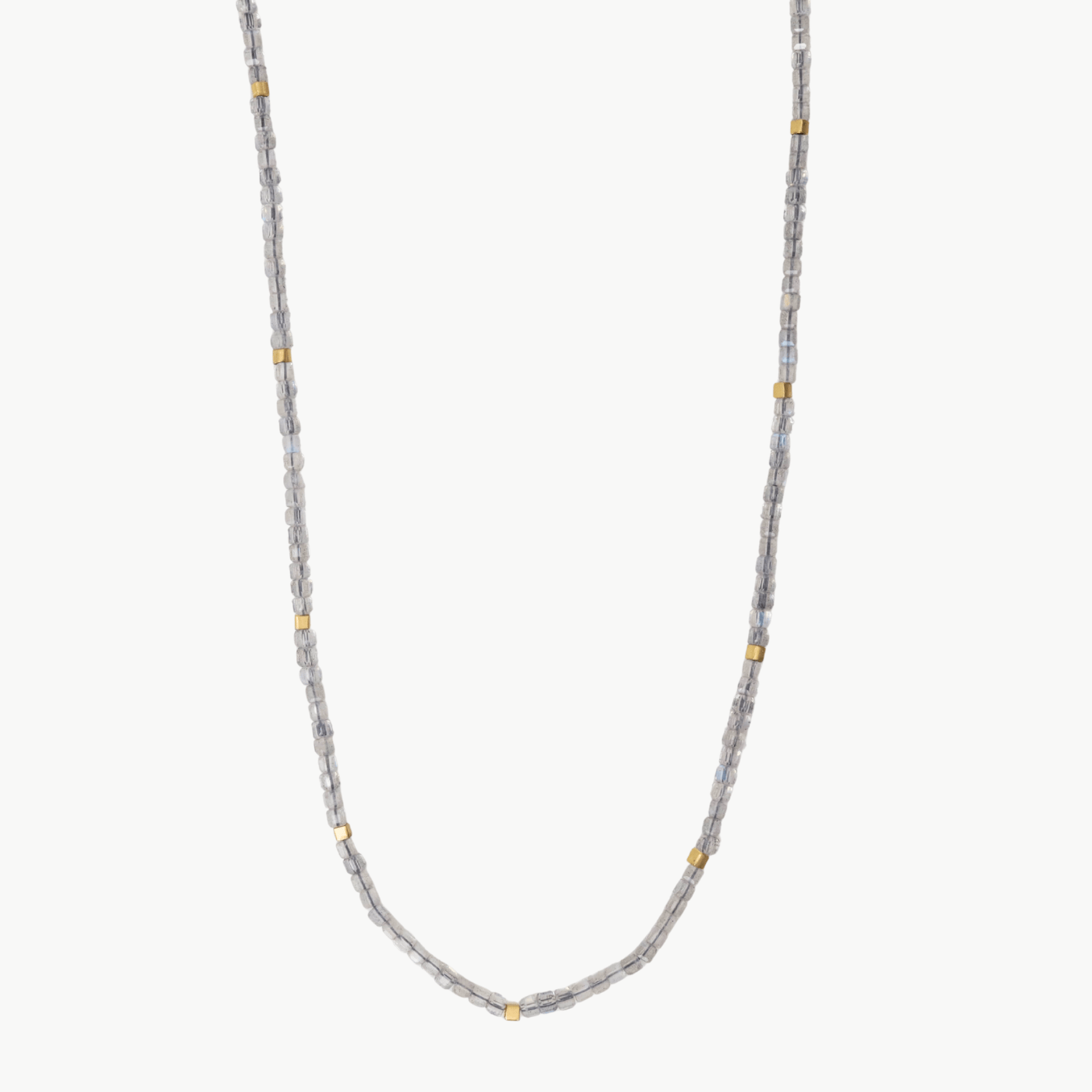 NKL-GF Tiny labradorite cubes with gold vermeil beads nec