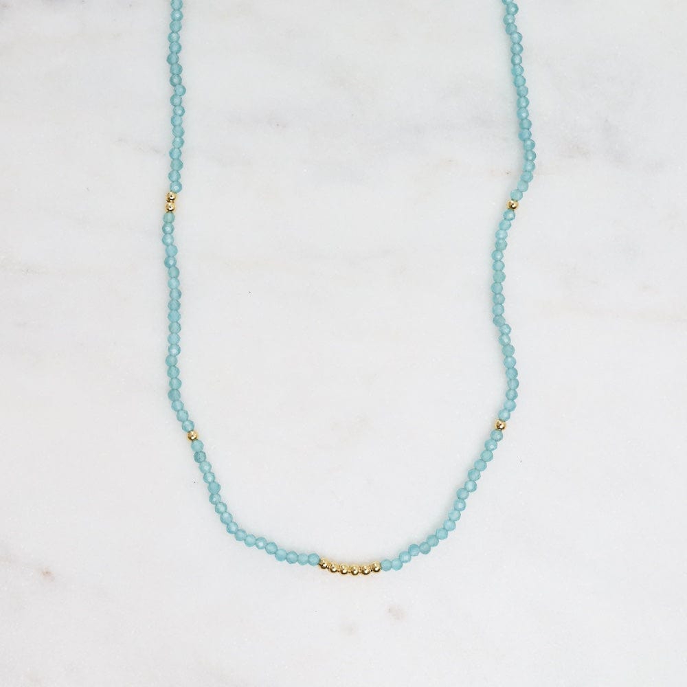 NKL-GF Tiny Semi-precious Stone & Gold Nugget Beaded Neck