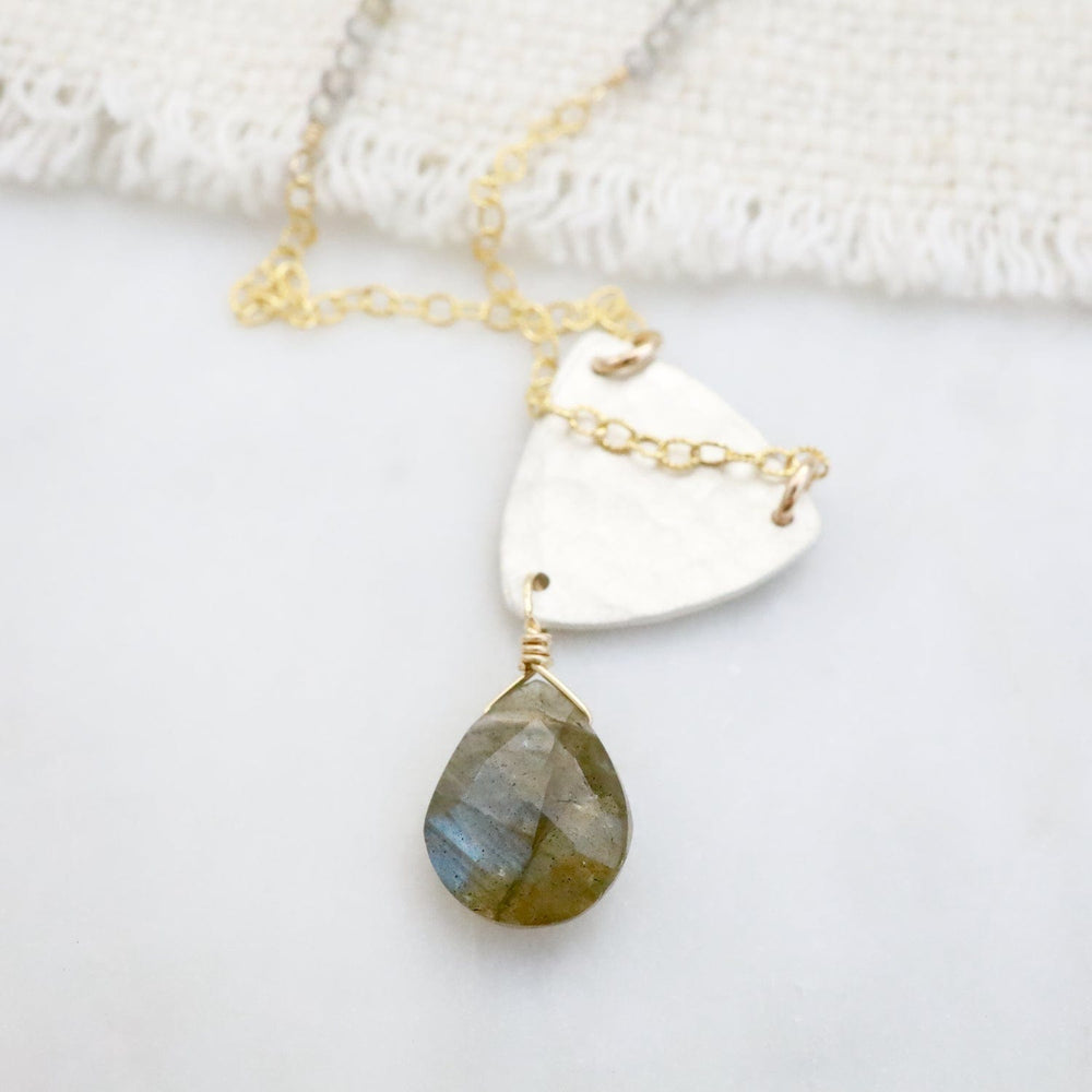 
                  
                    NKL-GF Triangle Shield with Labradorite Drop Pendant Necklace
                  
                