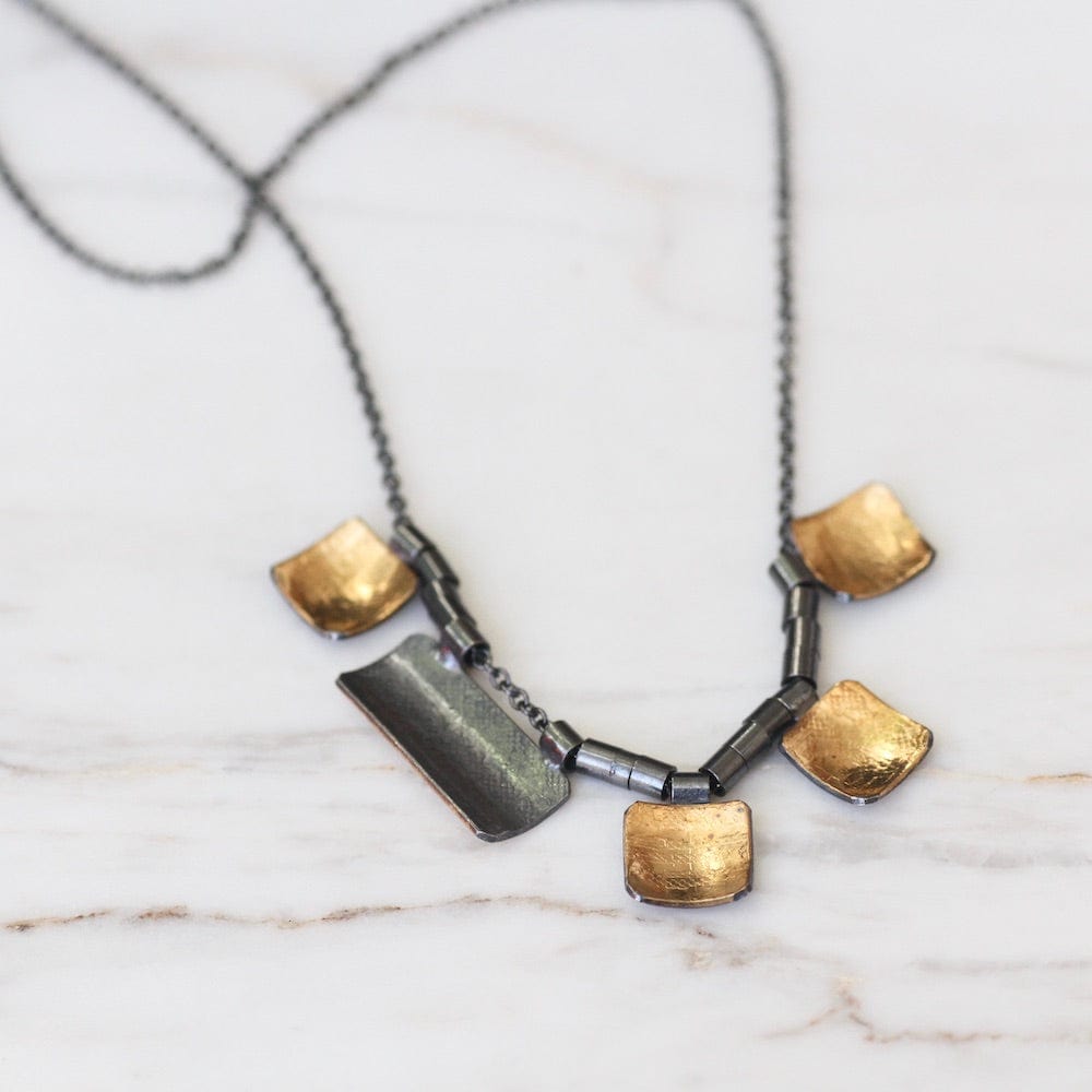 NKL-GF Triple Bi-Metal Squares and Rectangular Nekclace