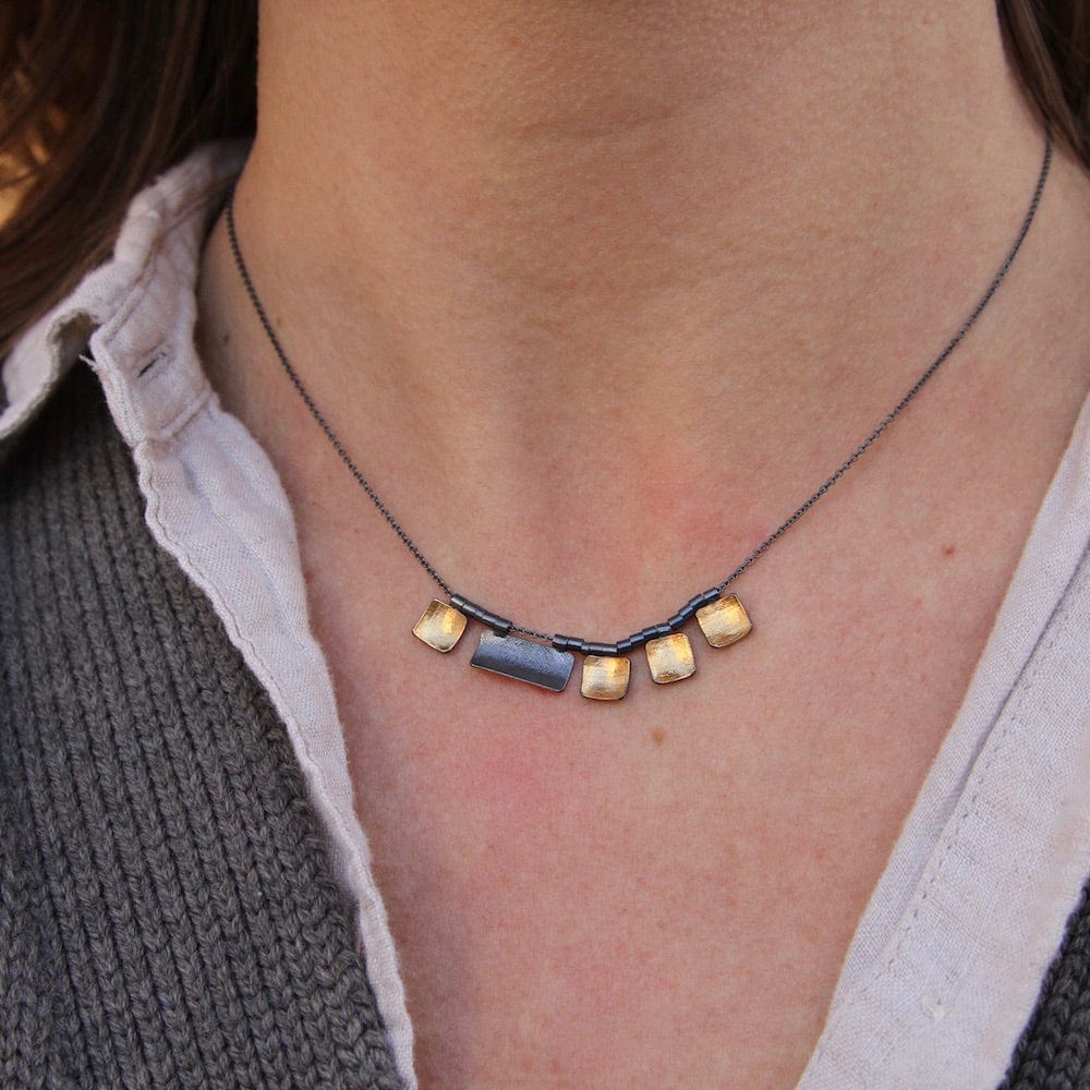 NKL-GF Triple Bi-Metal Squares and Rectangular Nekclace