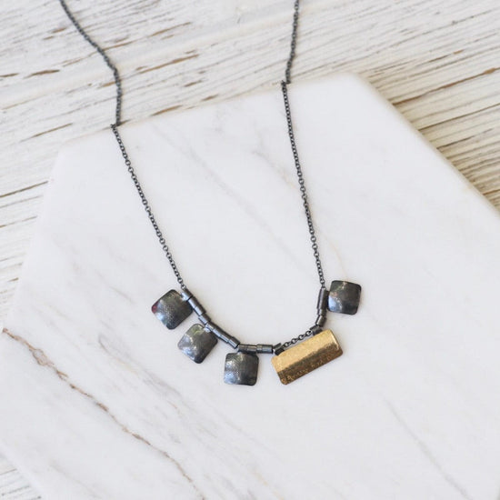 NKL-GF Triple Bi-Metal Squares and Rectangular Nekclace