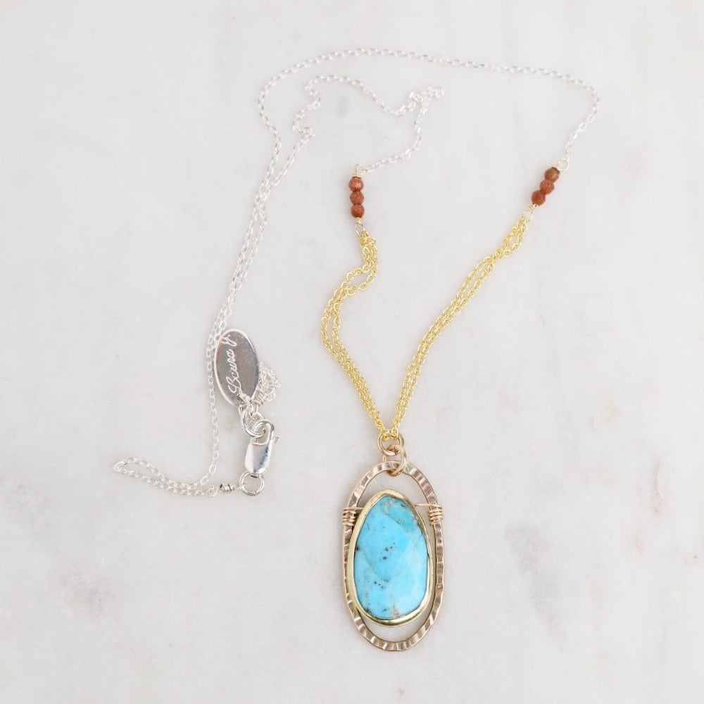 
                      
                        NKL-GF Turquoise & Goldstone Oval Pendant Necklace
                      
                    