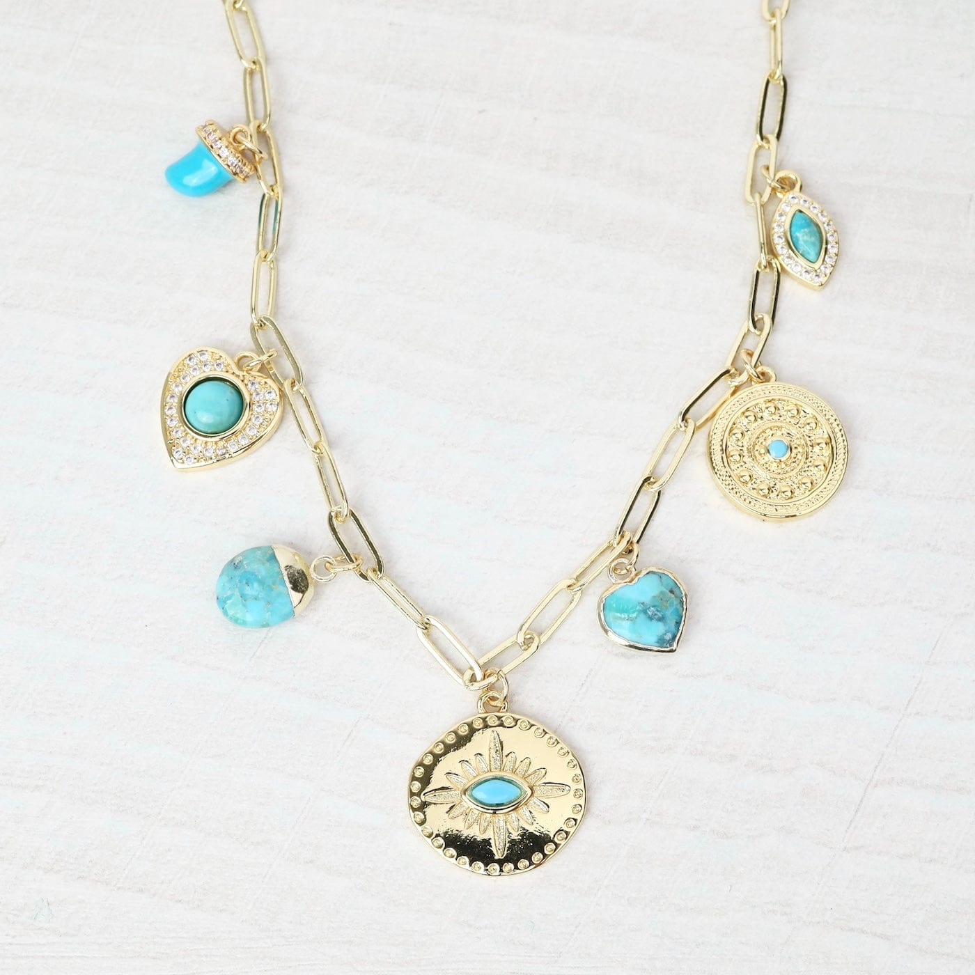 NKL-GF Turquoise Multi Charm Necklace