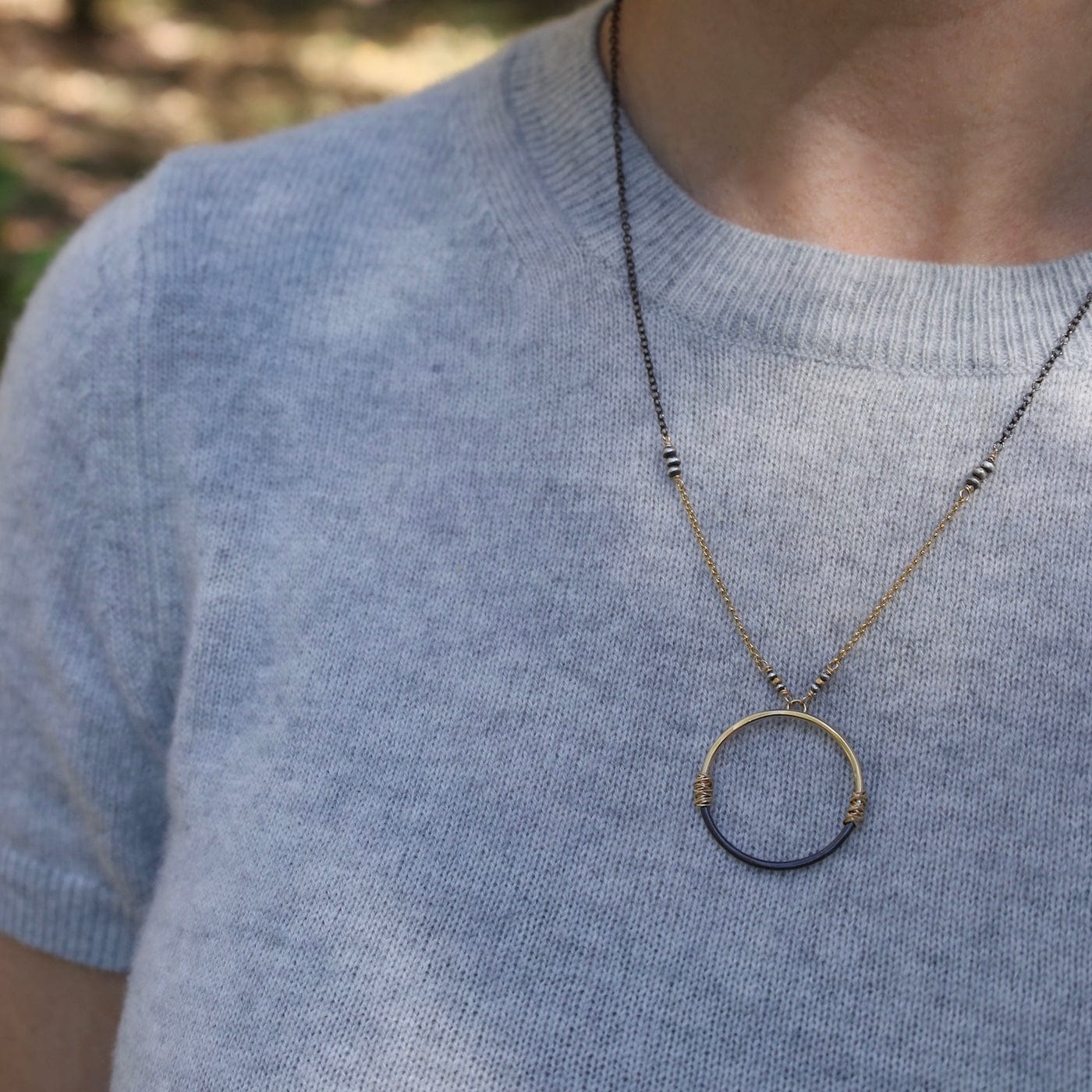 NKL-GF Two-Tone Circle Pendant Necklace