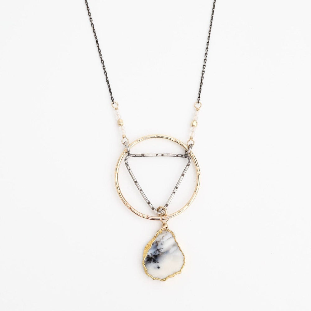 
                      
                        NKL-GF Two Tone Dendrite Opal and Moonstone Pendant
                      
                    