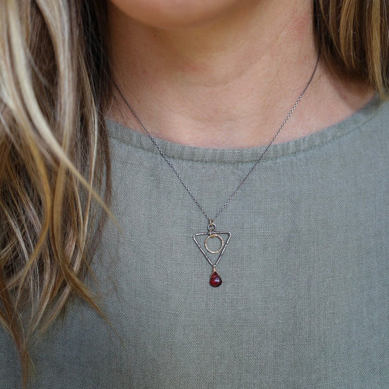 Load image into Gallery viewer, NKL-GF Two Tone Garnet Pendant
