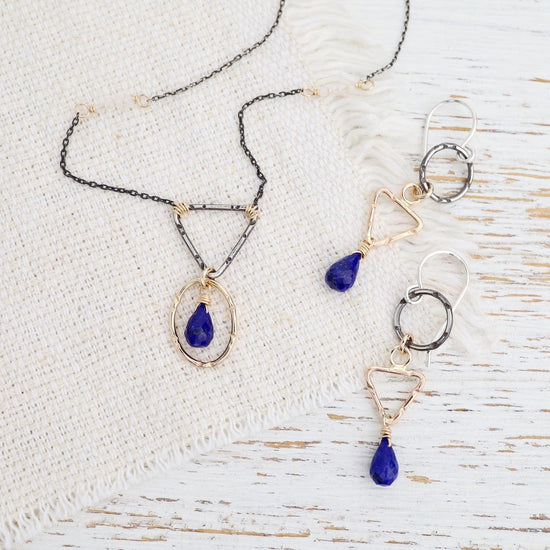 Load image into Gallery viewer, NKL-GF Two Tone Moonstone and Lapis Pendant
