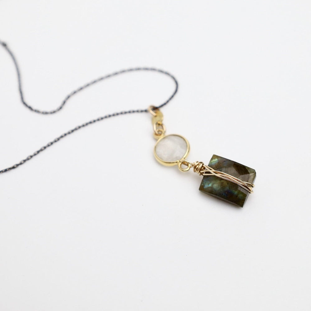 
                  
                    NKL-GF Two Tone Moonstone & Labradorite Rectangle Necklace
                  
                