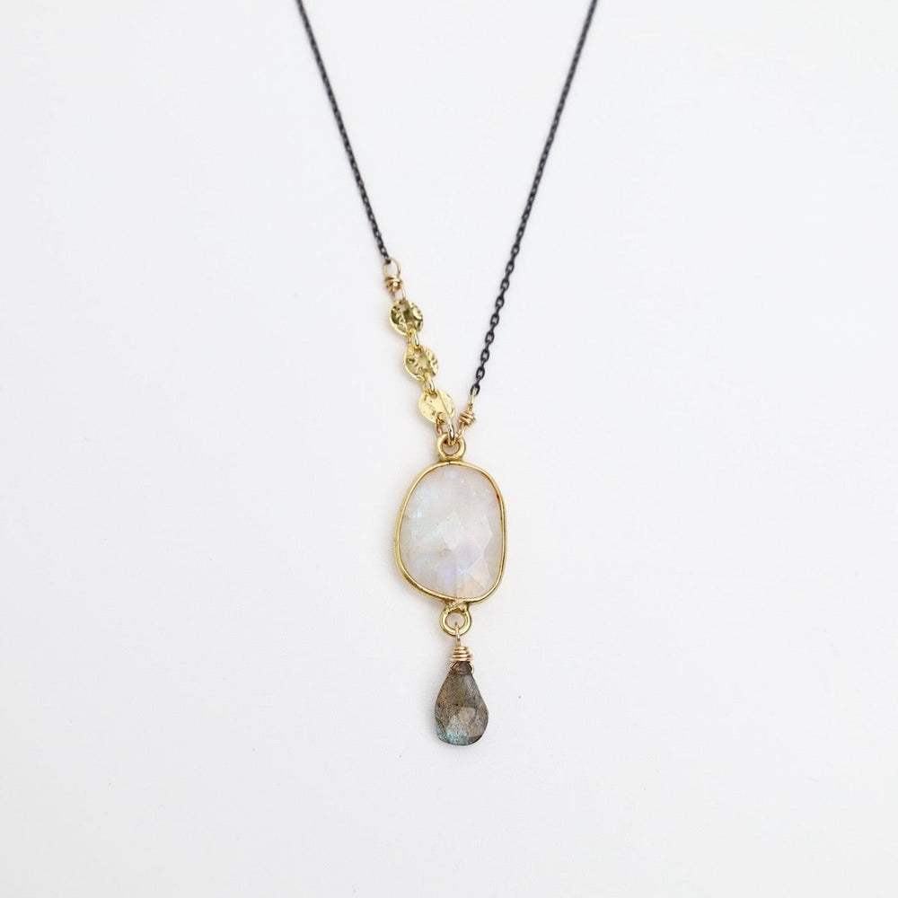 NKL-GF Two Tone Moonstone Slice Pendant Necklace