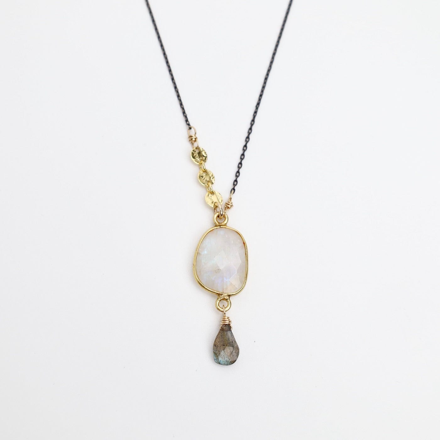 NKL-GF Two Tone Moonstone Slice Pendant Necklace