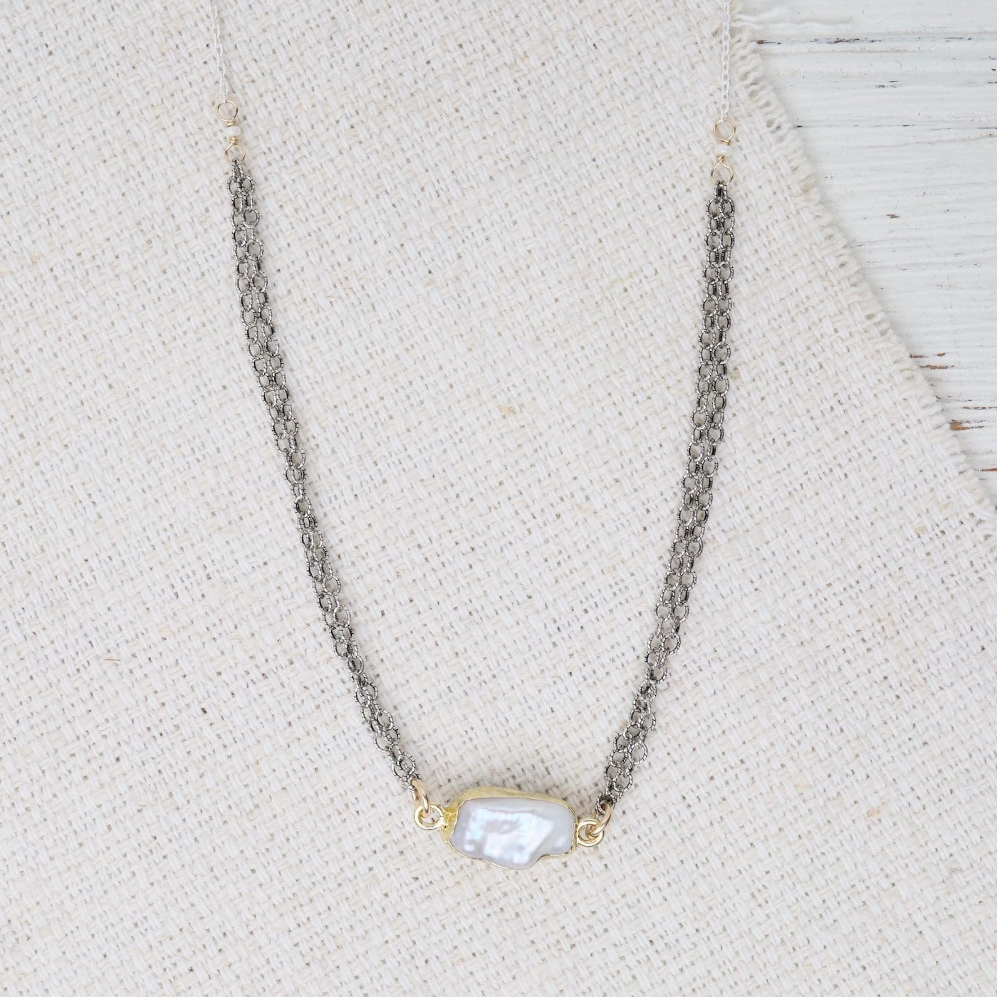 NKL-GF Two Tone Necklace with Pearl Center