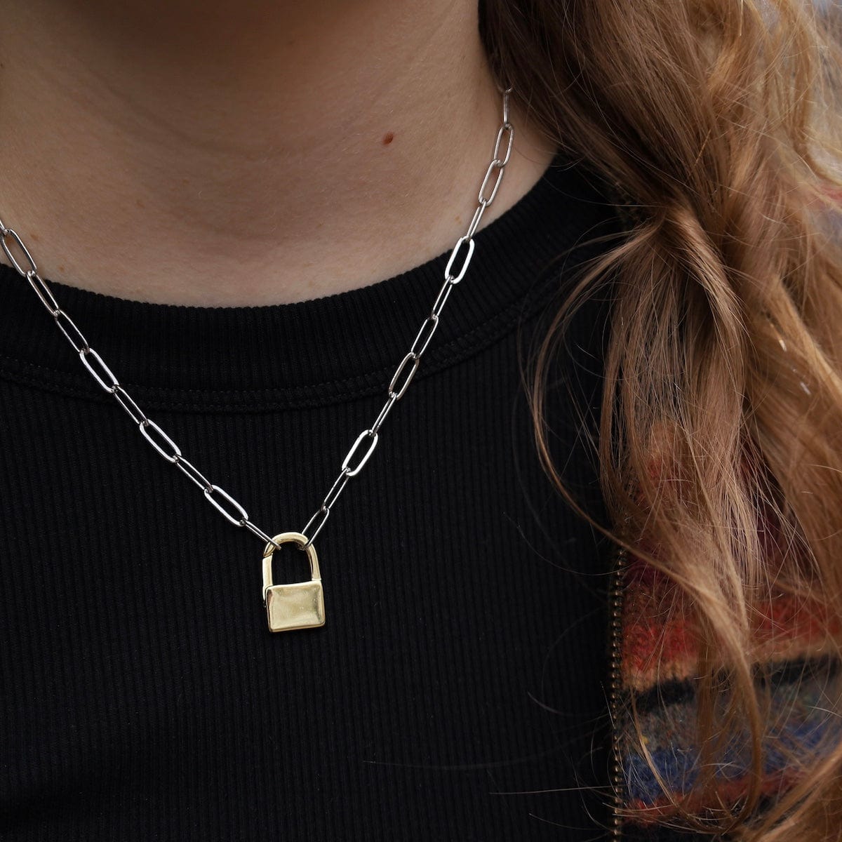 NKL-GF Two Tone Padlock Necklace