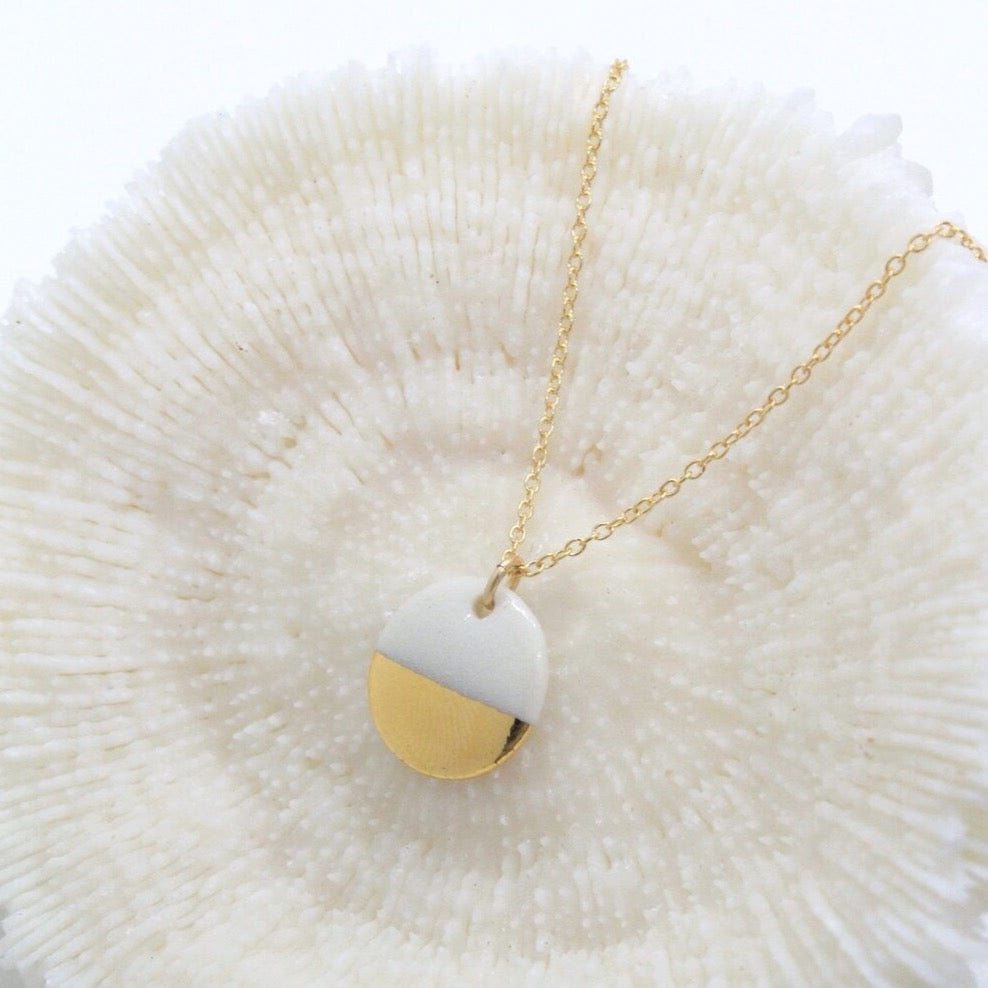 NKL-GF White Gold Dipped Flat Circle Necklace