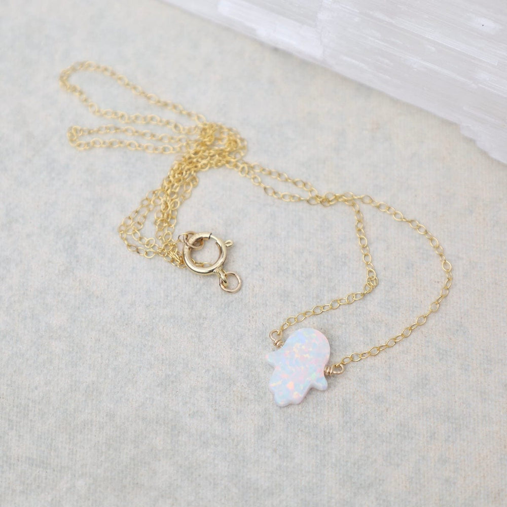 
                      
                        NKL-GF White Opal Hamsa Necklace
                      
                    