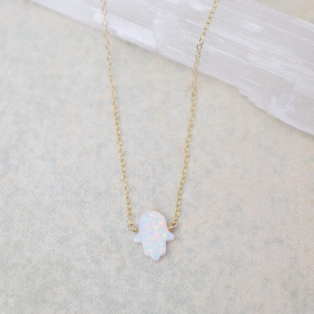 
                      
                        NKL-GF White Opal Hamsa Necklace
                      
                    