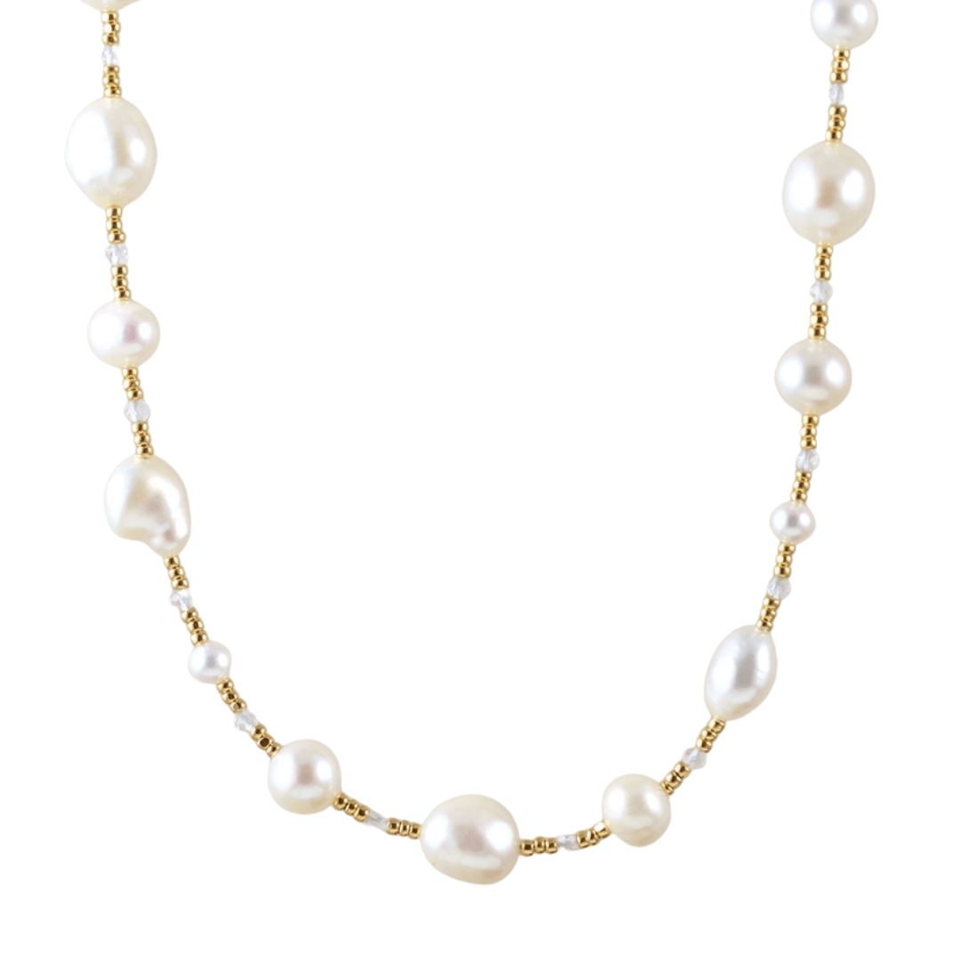 NKL-GF White Pearl and Glass Necklace