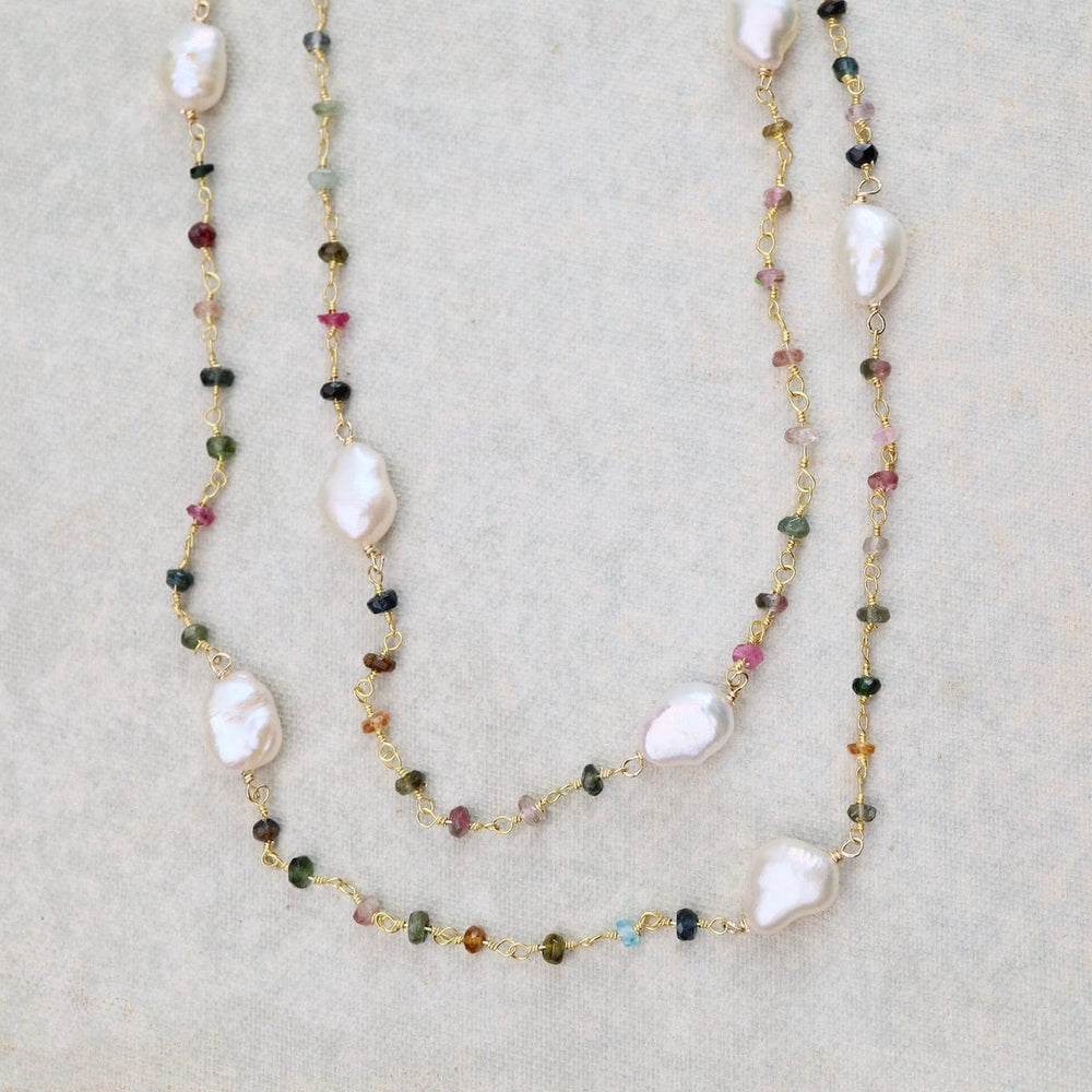 
                      
                        NKL-GF White Pearl &  Tourmaline Necklace
                      
                    