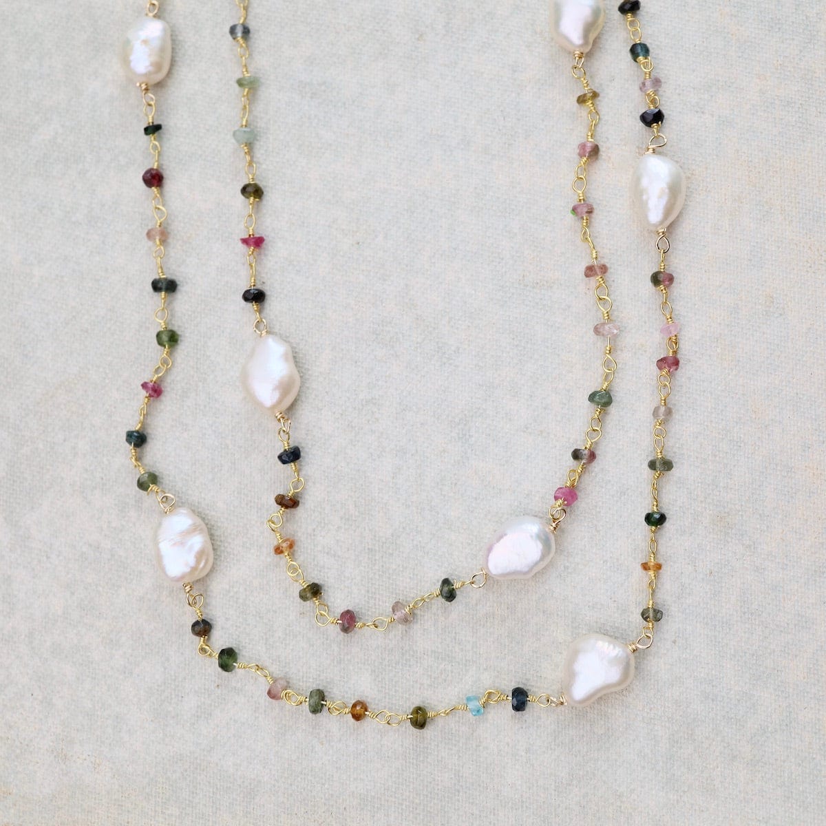 NKL-GF White Pearl &  Tourmaline Necklace