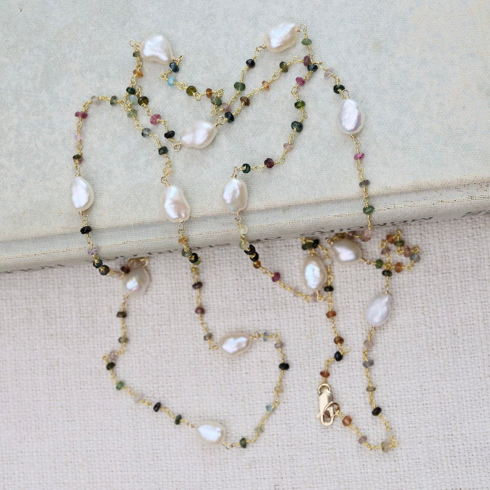 
                      
                        NKL-GF White Pearl &  Tourmaline Necklace
                      
                    