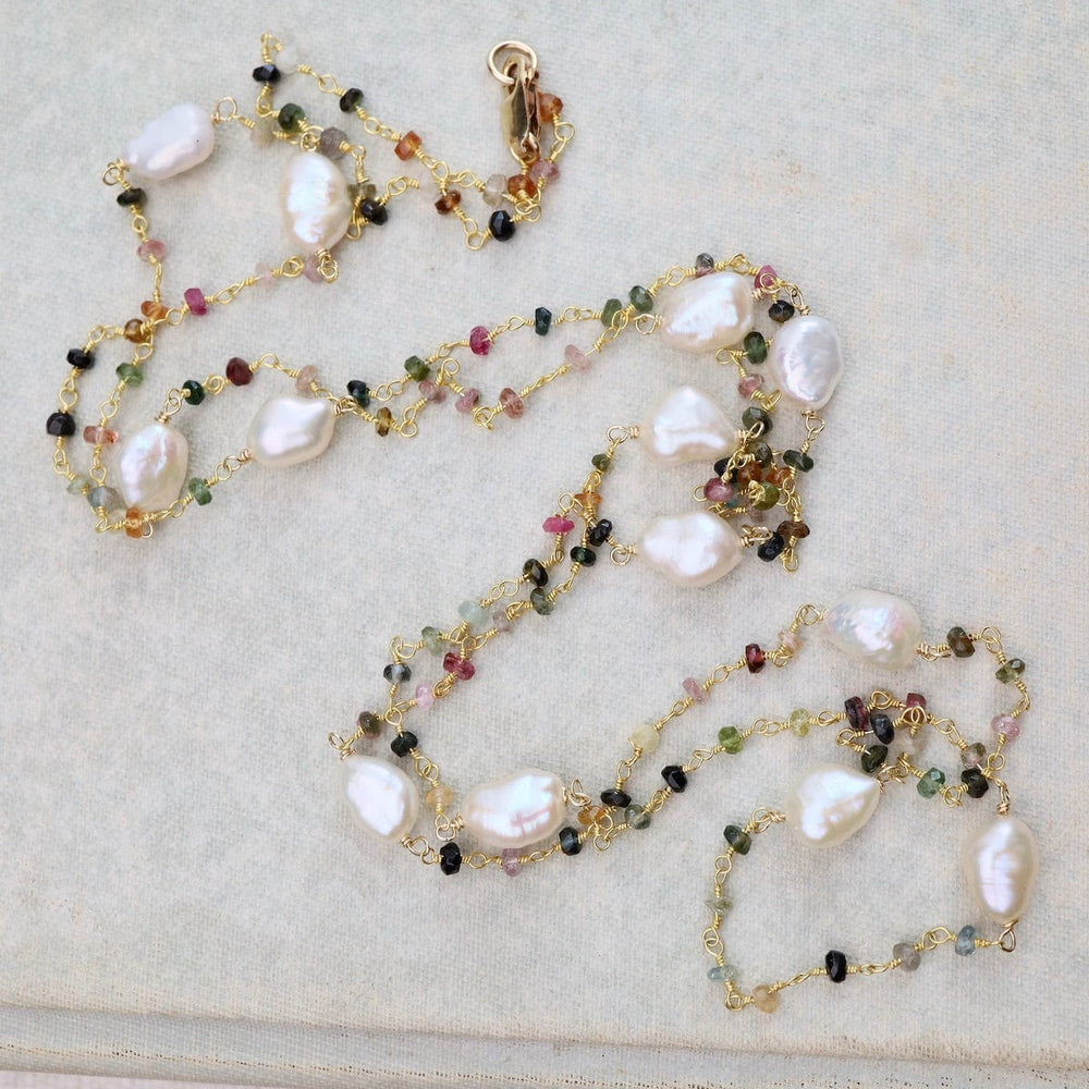 
                      
                        NKL-GF White Pearl &  Tourmaline Necklace
                      
                    