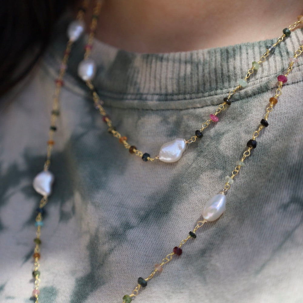 
                      
                        NKL-GF White Pearl &  Tourmaline Necklace
                      
                    