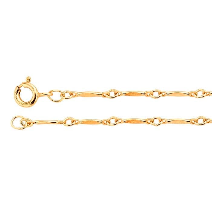 NKL-GF Yellow Gold-Filled 1.4mm Dapped Bar & Link Chain Necklace