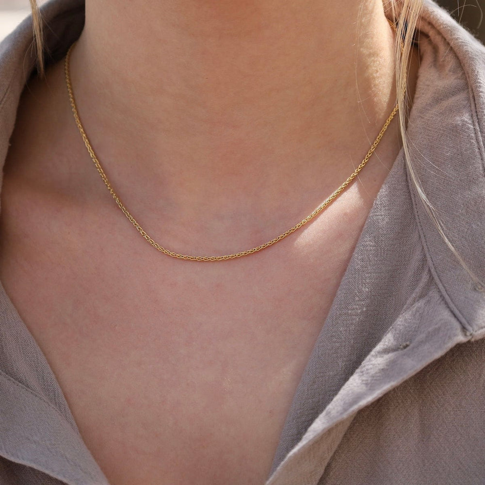 NKL-GF Yellow Gold-Filled 1.5mm Round Wheat Chain Necklace