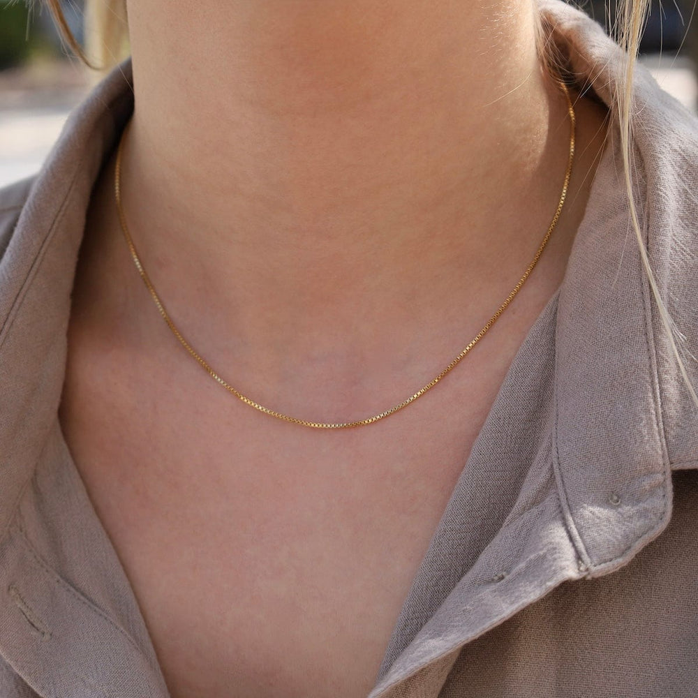 NKL-GF Yellow Gold-Filled 1mm Venetian Box Chain Necklace