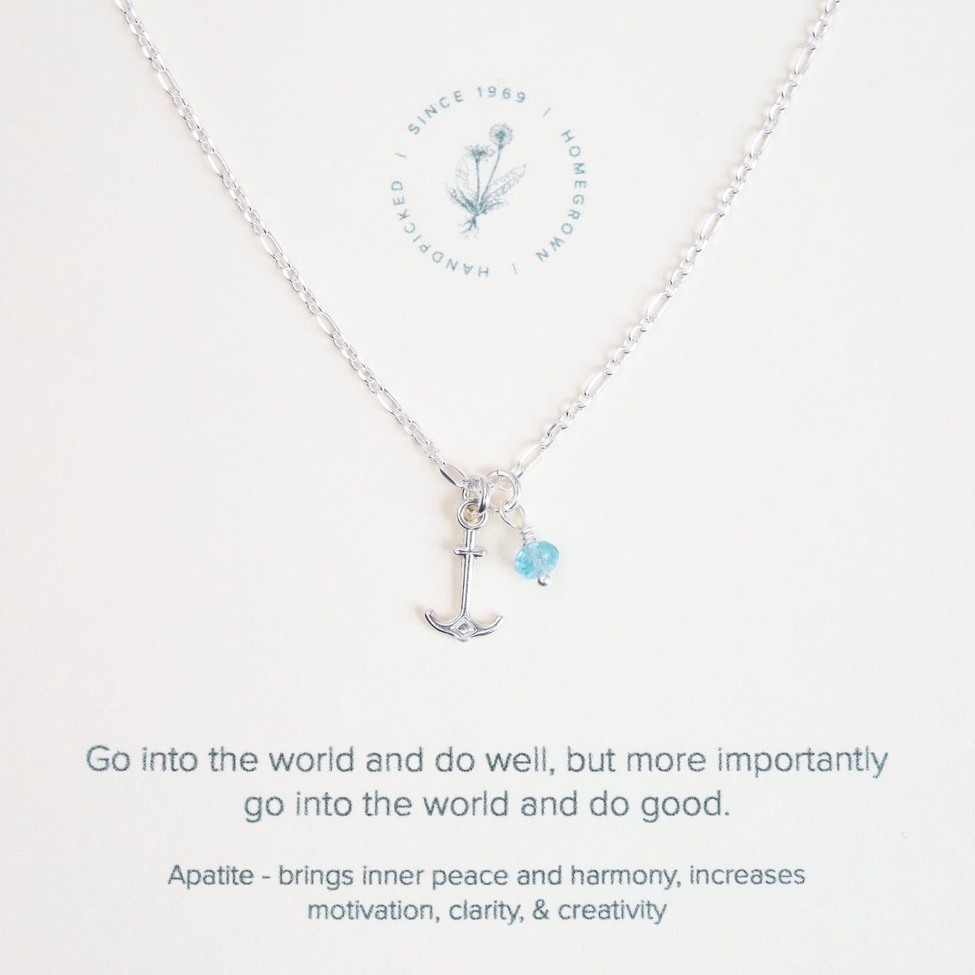 Load image into Gallery viewer, NKL &amp;quot;Go Into The World And Do Good&amp;quot; Charm Necklace with Anchor &amp;amp; Apatite
