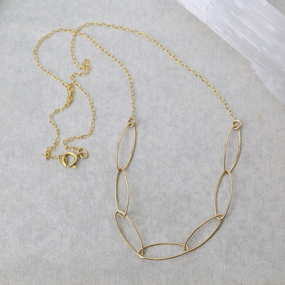 
                      
                        NKL Gold Filled Chain with Gold Filled Marquise Link Necklace
                      
                    