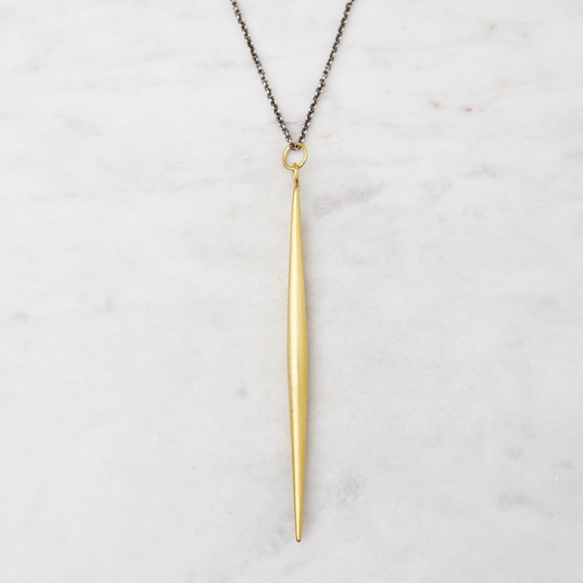 NKL Gold Plated Brass Spike Pendant Necklace