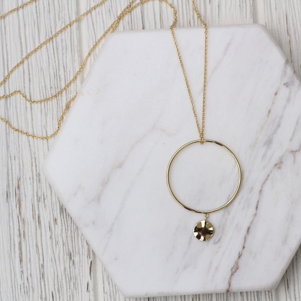 
                      
                        NKL Gold Ripple Circle Long Necklace
                      
                    